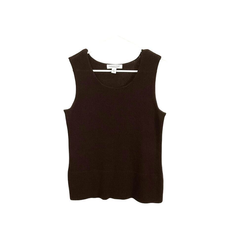 Coldwater Creek Dark Brown Knit Sleeveless Top Size Small Cottagecore